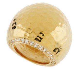Luxe Rachel Zoe Hammered Crystal Accent Dome Ring —