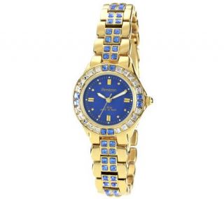Armitron NOW Ladies Goldtone Watch w/Sapphire Colored Crystals 