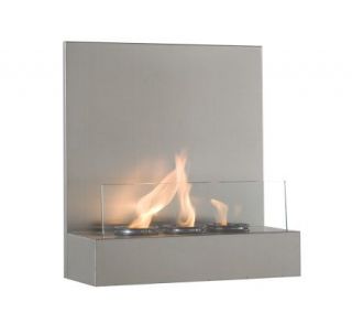 Hana Satin Stainless and Glass Wall Mount Fireplace —