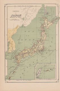 empire of japan korea corea formosa 1887 map japan original 1887 map