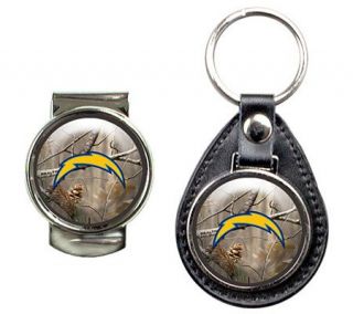 NFL Chargers Field Camo Leather Fob Key Chain &Money Clip   F196666