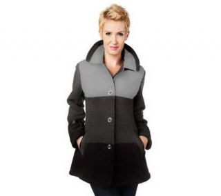Susan Graver Boucle Fleece Colorblock Coat with Button Front   A226166