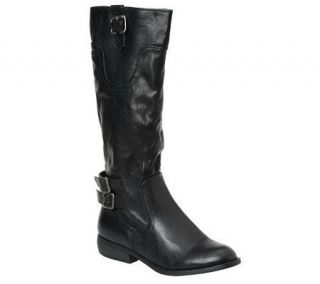 White Mountain Logan Riding Boots with Side Zip & Buckle Detail