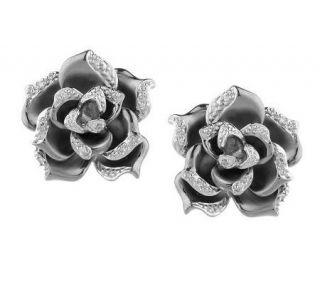 10 ct tw Diamond Rose Omega Back Earrings, 14K —