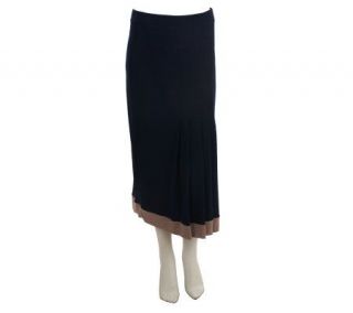 George Simonton Crystal Knit Pleated Skirt with Contrast Trim 