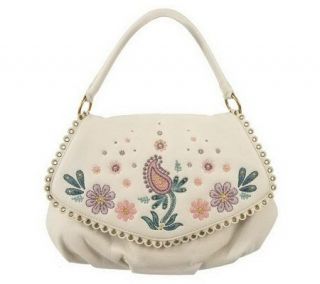 Fiore by Isabella Fiore Rica Shoulder Flap Hobo with Embroidery