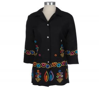 Linea by Louis DellOlio Embroidered Linen/Rayon Shirt Jacket
