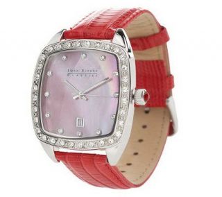 Joan Rivers Luxury of Time Croco Embossed Genuine Leather Strap Watch 