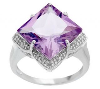 Fancy Princess Cut Gemstone and Diamond Accent Sterling Ring