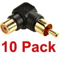 10 Pack RCA Right Angle Elbow Connector Plug Adapters