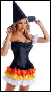 Daisy Corsets Sexy Witch Corset Costume 6 Pc Set, Skirt Thong Horns