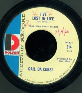Folk Pop Rock 45 GAIL DA CORSI Ive Lost In Life