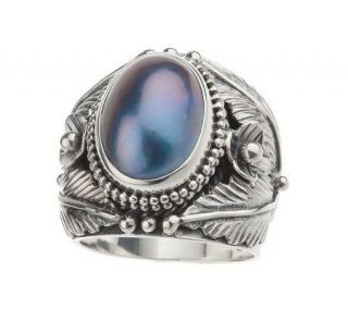 Artisan Crafted Sterling Cultured Mabe Pearl Ring —