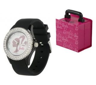 Barbie Silicone Strap Watch with Crystal Bezel —