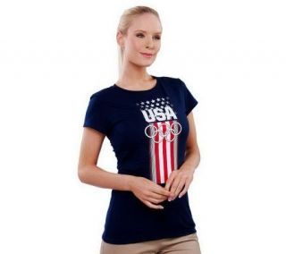 As Is Team USA Womens USA Rings Short Sleeve T Shirt   A234581