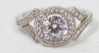 Crislu 1 31 Ct CZ Pave Lux Round Ring Size 6 Sterling Silver 925 $135