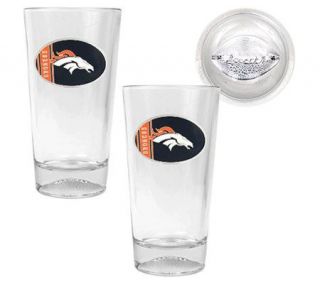 NFL Broncos 2 Piece Pint Ale Glass Set with Football Bottom   K128280