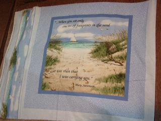 RELIGIOUS 100 COTTON FABRIC NOVELTY FOOTPRINT IN THE SAND PILLOW PANEL