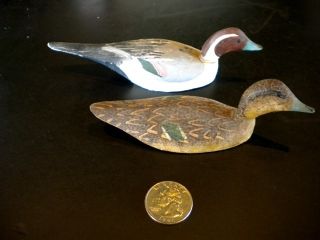 Rare Lloyd Tyler Crisfield MD wood duck decoy pair 50s carving