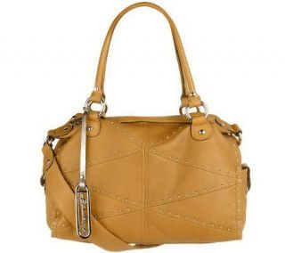 Makowsky Glove Leather Convertible Satchel with Stud Accents