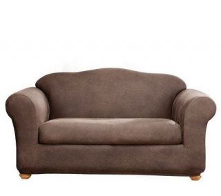 Sure Fit Stretch Faux Leather Two Piece Love Seat Slipcover — 
