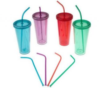 As Is Prepology Set of 4 22oz. Acrylic Double Wall Tumblers