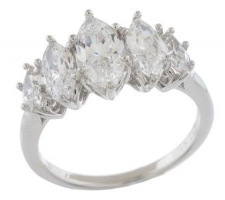 Epiphany Platinum Clad Diamonique Marquise 5 stone Ring —
