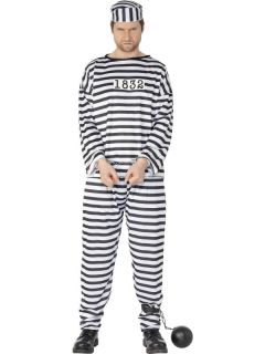 Adult Mens Convict Prisoner Smiffys Fancy Dress Costume