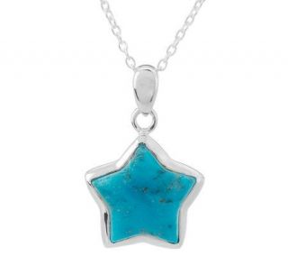Turquoise Star Shaped Sterling Pendant with Chain —
