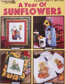 Cross Stitch A Year of Sunflowers Leisure Arts Pattern Leaflet