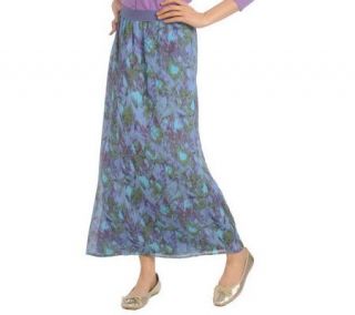 Isaac Mizrahi Live! Impressionist Floral Silk Maxi Skirt   A213381