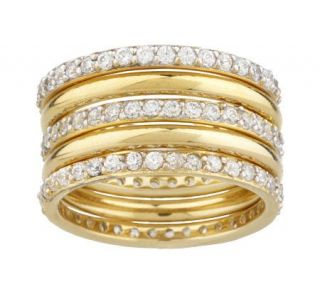 Diamonique 18K Gold Clad 5 Piece Wide Band Ring —
