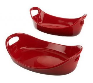 Rachael Ray Set of 2 Bubble & Brown Gradient Oval Bakers —