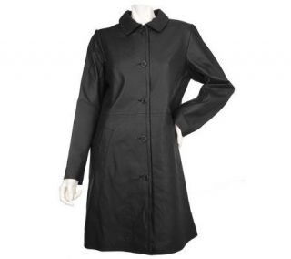 Centigrade Washable Leather 3/4 Length Button Front Coat —