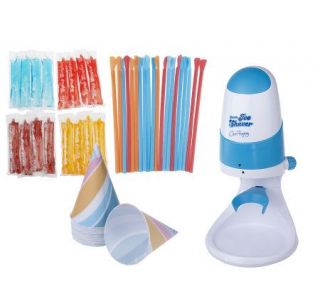 Chris Freytag Snow Cone Maker w/ Syrup, Cups, Straws & Ice Molds 
