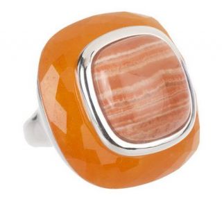 Sterling Bold Opaque Gemstone Cushion Shaped Ring —
