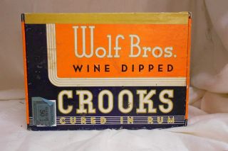 Vtg Wolf Bros Wine Dipped Crooks Rum Cured Cigar Box