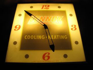 Vtg 1950s Lennox Cooling & Heating Electric Light Up Wall Shop Clock