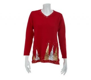 Quacker Factory Christmas Metallic Sweater —