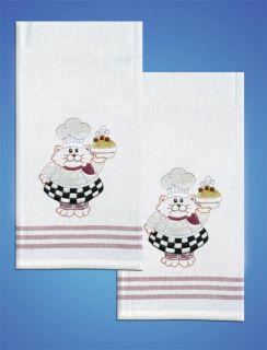  Embroidery Kit 18 x 28 Cat Chef Kitchen Towels Sale 212939