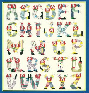 Clown Alphabet Cross Stitch Patterns Full Sampler or Monogramming