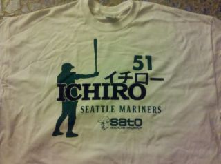 Ichiro Suzuki Seattle Mariners XL T Shirt Sato Kanji SGA 2012 Batting