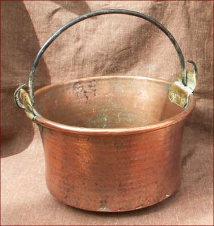 Large 17 French Hammered Copper Caldron Kettle 1900