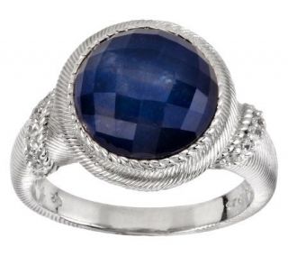 Judith Ripka Sterling Blue Sapphire Faceted Doublet Textured Ring 