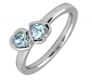 Simply Stacks Sterling & Aquamarine Double Heart Ring   J299329