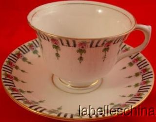 Royal Albert Crown China Art Deco Teacup Saucer FLAW Vintage Tea Cup
