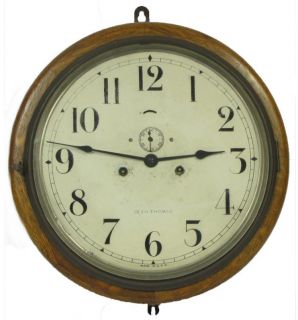 Antique Seth Thomas Round Wood Gallery Parlor Wall Clock Brass Bezel