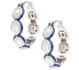 Hidalgo Diamonique Sterling&Enamel Marquise Hoop Earrings   J261211