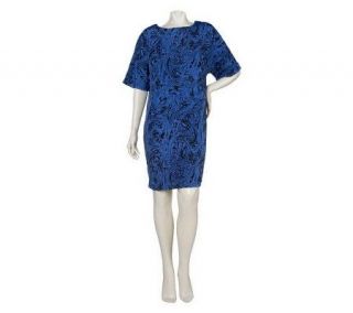 Kris Jenner Kollection Scoopneck Dolman Sleeve Printed Dress