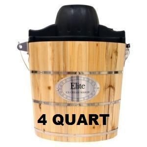  Quart Elite Gourmet Pine Bucket Electric Manual Ice Cream Maker